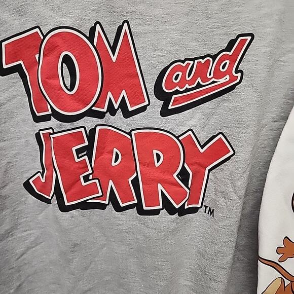 Vtg Tom And Jerry Red White GrayCrew Neck Long Sleeve Pullover Sweatshirt Medium - Picture 3 of 8